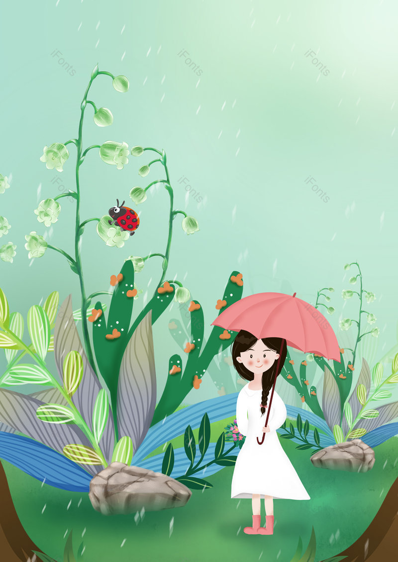 卡通手绘春天春雨绵绵惊蛰海报背景,插画/手绘图,插画/手绘图库,插画/手绘图下载,插画/手绘